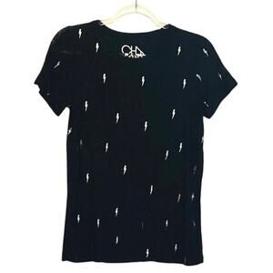 Chaser Black Lightning Bolt Graphic Tee Size Small Rock Glam Streetwear